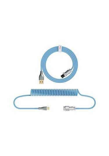 Pazly Hxsj H-1 Mekanik Klavye Type-c Uzatılabilir Spiral Nilon Örgü Kablo Mavi