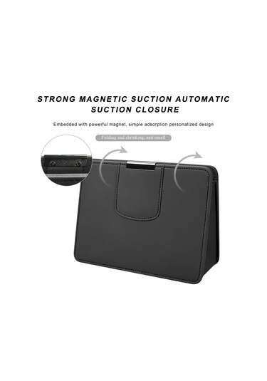 Bej Araba Çöp Kutusu, Araçlar İçin Manyetik Deri Çöp Kutusu, Araba, Kamyonet, Suv İçin Katlanabilir Su Geçirmez Toz Kutusu Mini Saklama Çantası