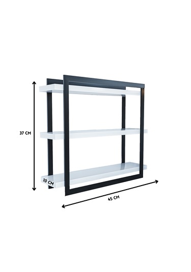 Mutfak Banyo Rafı 3 Raflı Metal Çerçeveli Beyaz