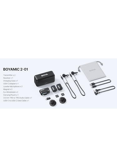 Boya Boyamic 2-01 Profesyonel Çift Mikrfsertfikalı Dahili Hafızalı Kablosuz Mikrofon