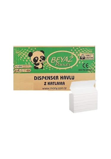 Beyaz Panda Z Katlama Dispenser Havlu 200'lü 12 Paket