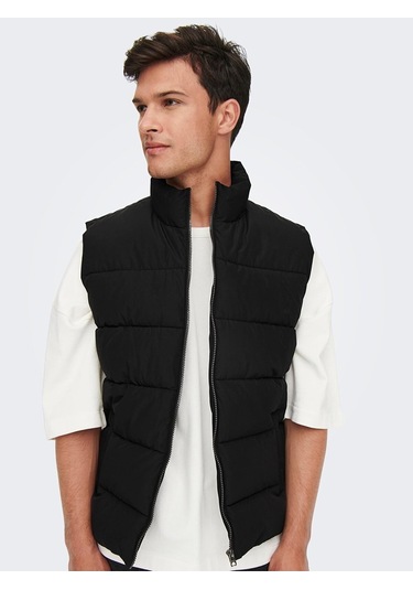 Only & Sons Erkek Şişme Yelek Onsmelvın Lıfe Puffer Vest - 22022232 Siyah