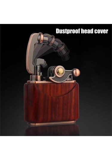 Sm-090t Vintage Benzinli Ahşap Çakmak Kestane Bronz