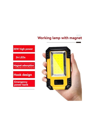 Led El Feneri Taşınabilir El Feneri Cob Mıknatıslı Çalışma Işığı Sarı Ve Siyah Sarı - Siyah
