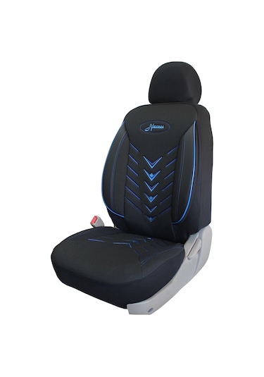 Renault Talisman Uyumlu Keten Kumaş Oto Koltuk Kılıfı - Siyah-mavi