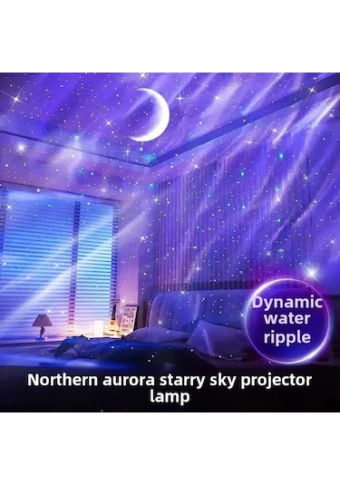 Konesam Uyku Odası Işıklı Müzik Cihazı - Uzay Güneş İçi Ve Mavi Su Dalgaları Işıldırıcısı, Bluetooth Ve Kumandalı Kontrol İle Dinlenme Ve Uyku Atmosferi