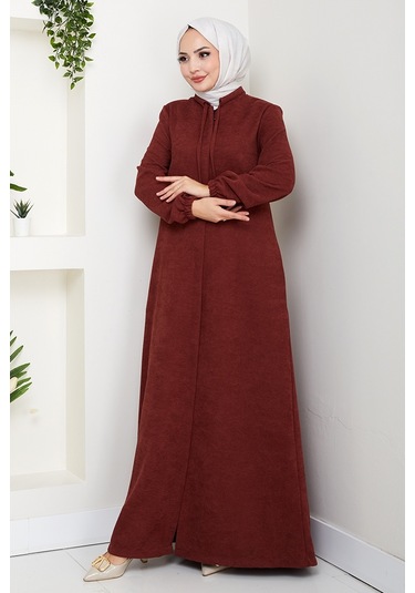 Şönil Gizli Fermuarlı Ferace 1628 - Bordo Bordo