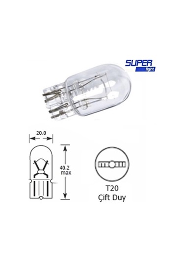 Super Light T20 Dipsiz Halojen Park Ampulü Çift Duy 1 Adet