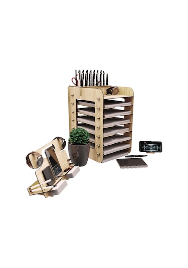 Kuk Design Robinia A4 Evrak Rafı Ofis Masaüstü Organizer Set Siyah