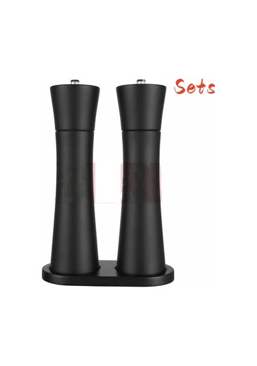 Jialan Ahşap Küçük Bel Biber Değirmeni Seti Seramik Çekirdek Siyah