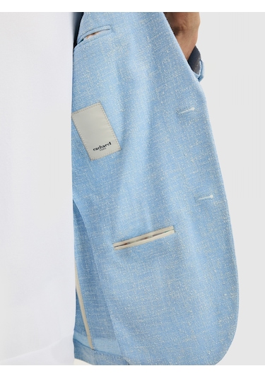 Cacharel Açık Mavi Slim Fit Yün İpek Karışımlı Ceket Denim