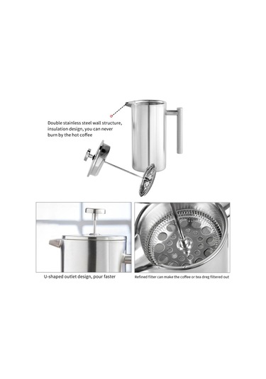 304 Paslanmaz Çelik Fransız Basınçlı Kahve Potu Yapan Çay Potu, Boyut:350ml Diğer