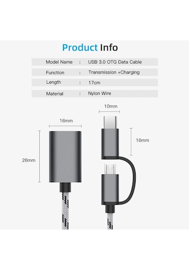 Alfais 4901 Usb 3.0 Otg To Type C Micro Usb Çevirici Adaptör