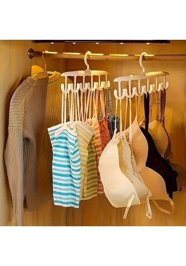 Tongdashop Beyaz 12'li Döner Askılık - Kravat, İç Çamaşırı, Yelek, Etek Dolap Düzenleyici beyaz