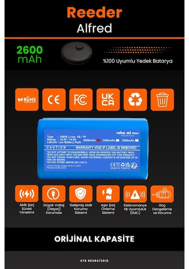 Reeder Alfred 2600mah Robot Süpürge Bataryası