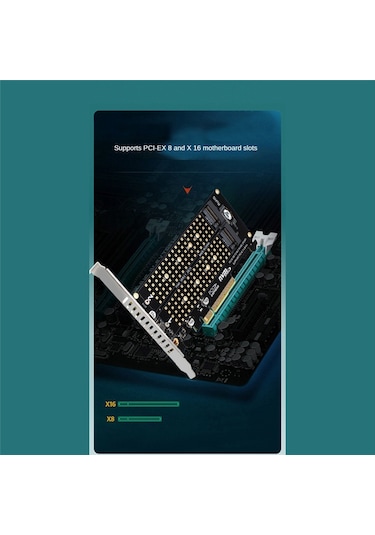 Xurunkeji Pcı-e X8 Çift Disk Raıd Kartı Nvme M.2 M Key Ssd Genişletme Adaptörü Genişletilmiş Çift Nvme Raıd Pcı-e X8 Bölünmüş Kart