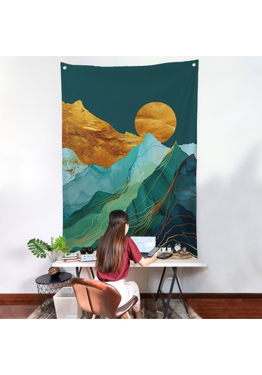 Dağların Üstündeki Güneş Manzarası Duvar Örtüsü-7648