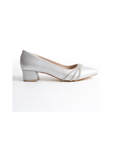 Büyük Numara Kadın Topuklu Üç Şerit Taşlı Günlük Ayakkabı 001