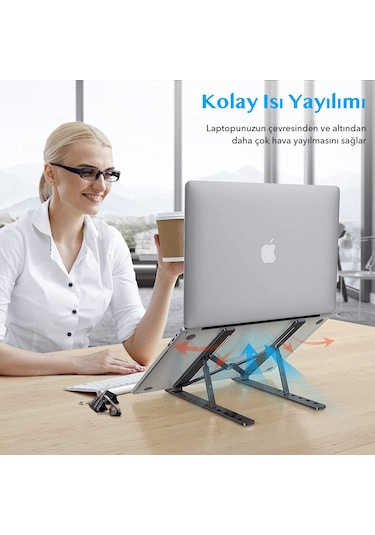 Idock N29-3 Katlanır Aluminyum Laptop Bilgisayar Standı - Siyah