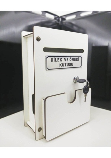 Beyaz Cepli Ahşap Dilek Ve Öneri Kutusu