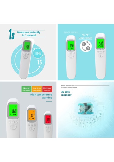 Qingmipy 1.3 İnç Lcd Dokunmasız Alın Termometresi, Taşınabilir El Tipi Vücut Ve Yüzey Sıcaklık Ölçer, 32 Hafızalı, Bebek Ve Yetişkinler İçin