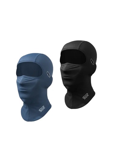 Turcoshop11 Koyu Mavi+siyah 1/2'li Kadın Erkek Yaz Balakava Spor Maske Nefes Alabilir Rahat