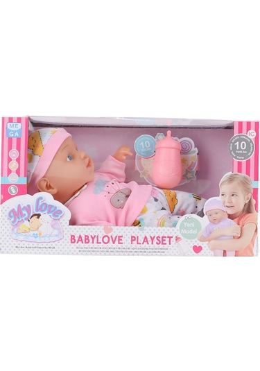 Babydoll My Love 10 Sesli İnteraktif Bebek - 30 Cm Biberonlu Bakım Seti