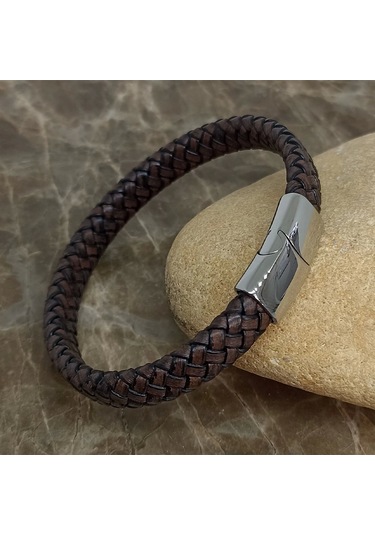 İpek Silver Deri Örgü Bileklik