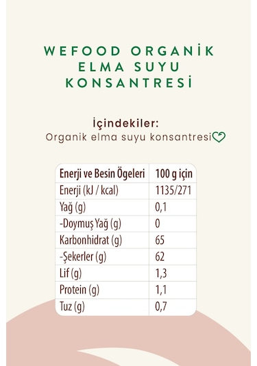 Wefood Organik Elma Suyu Konsantresi 340 ml