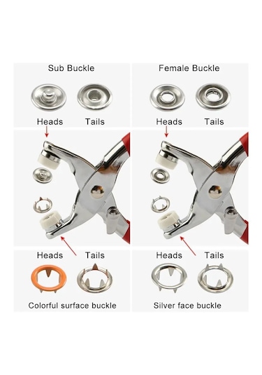 Tineke 9.5 Mm Metal Çıt Çıt, El Pensesi, Set- Gömlek Ve Bebe Çıtç