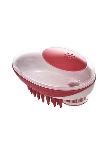 M-pets Rubeaz Şampuan Hazneli Yıkama Ve Masaj Fırçası Kırmızı 11,5x7,5 Cm 244-70002.01