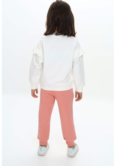 Toontoy Kız Çocuk Fiyonk Baskılı Eşofman Takım Pudra