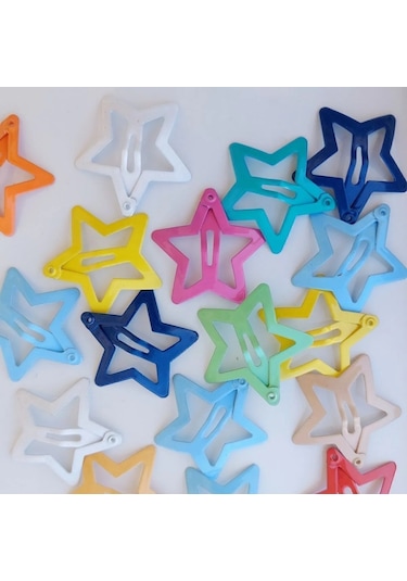 Renkli Yildizli Çıtçıtlı Toka Seti 12 Adet Çok Renkli