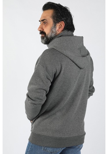 Erkek Kapüşonlu Polar Gri
