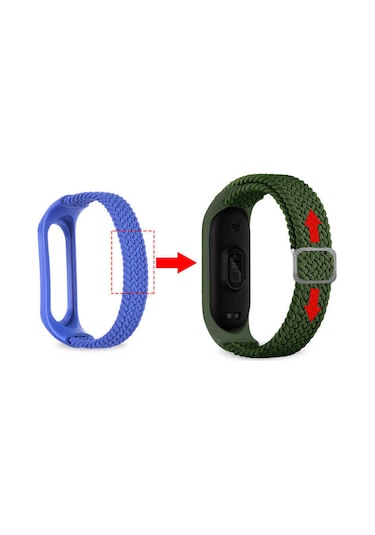 Xiaomi Mi Band 6 Uyumlu Krd-49 Örgü Pak Kordon Denim