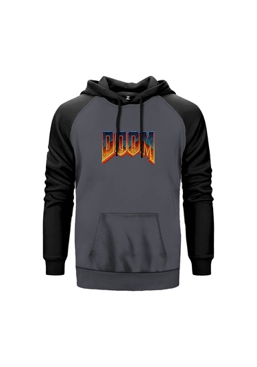 Doom Vintage Gri Reglan Kol Unisex Sweatshirt Hoodie Gri
