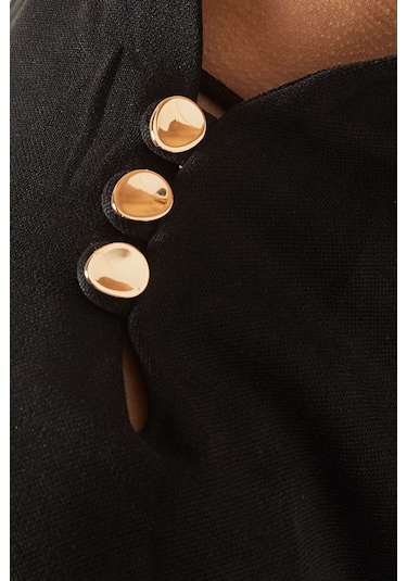 Acler Odder Midi Elbise - Jersey - %70 Viskoz, %30 Polyester - Çıkarılabilir Omuz Kolu Siyah