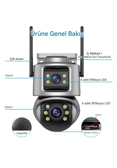 8mp Wifi Ptz Kameralar Dış Mekan 4k Çift Lens Çift Ekran Otomatik