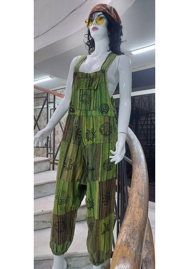 Hint Otantik Yıkamalı Taşlanmış Neon Şalvar Tulum Çok Renkli