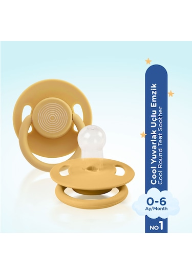 Wee Baby Cool Yuvarlak Uçlu Emzik No:1 Hardal 0-6 Ay