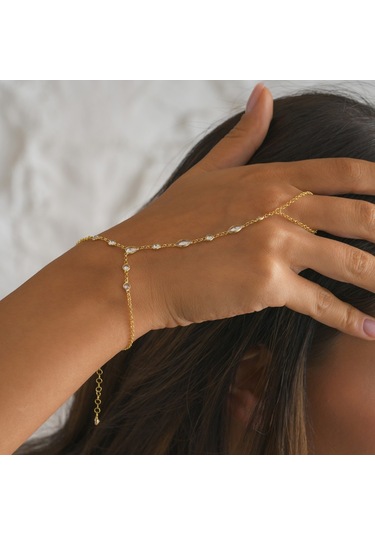 925 Ayar Gümüş Mekik Damla Ve Yuvarlak Zirkon Taşlı Şahmeran Altın