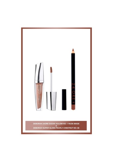 08 Super Gloss + Deborah 24 Ore Dudak Kalemi No: 1 Nude Beıge Diğer