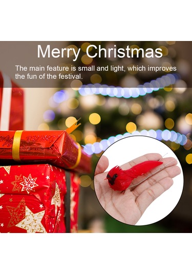 Reedark Kırmızı Kuş Şekilli Noel Ağacı Süsleri - Köpük Ve Tüyden Yapılmış 10'lu Set