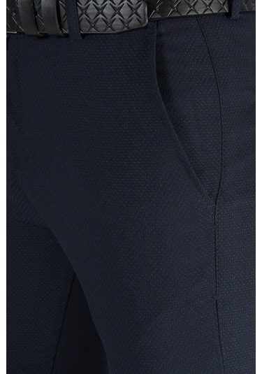 Koyu Lacivert Slim Fit Pamuklu İtalyan Kesim Pantolon Koyu Lacivert