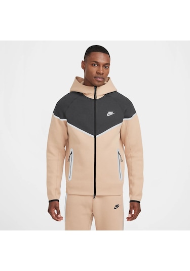 Nike Sportswear Tech Fleece Erkek Bej Sweatshirt Reflektörlü Bej