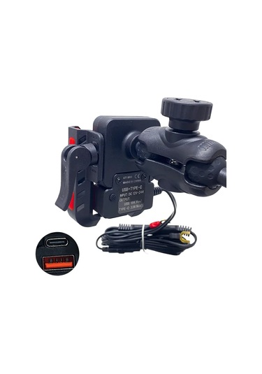 Ct-m03 Telefon Tutucu Hızlı Şarj Gidon Ayna Montajlı Motosiklet Type-c Üniversal Siyah