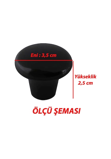 Sert Plastik Mantar Düğme Kulp Siyah Dolap Mobilya Mutfak Dolabı Çekmece Kapak Kulpu Kulbu