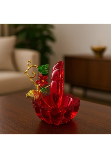 Kristal Kelebekli Dekoratif Kapaklı Obje 10x8