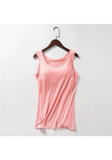 Novahub Tank Tops Kadın Yumuşak Modal Ped Sutyen Bralette Üst Katı Yastıklı Kaşkorse Kadın Kadın Yaz Tankı Üstleri Pembe Pembe