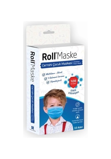 Roll Erkek Çocuk 3 Katlı Telli Cerrahi Maske 10'lu Kutu